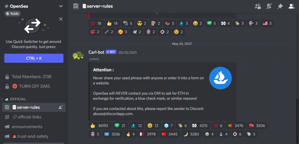 OpenSea's Discord community